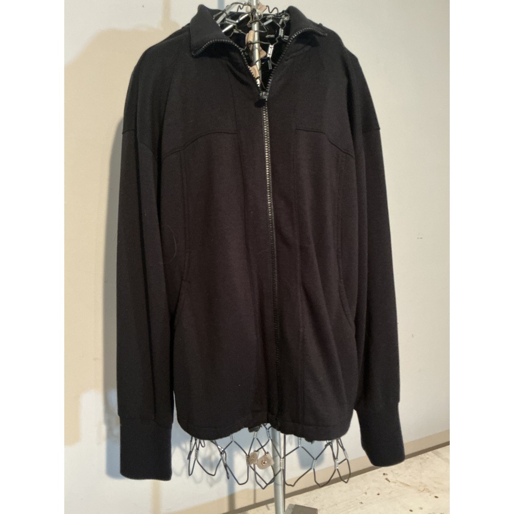 Apana Womens Full Zip Jacket Black Mock Neck Activewear Size L